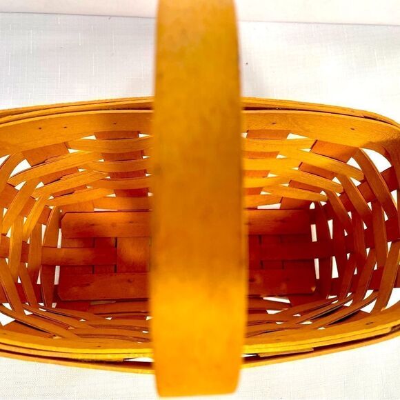 VINTAGE 9x5 RECTANGLE LONGABERGER BASKET with RED PLAID LINER 1999 - Picture 4 of 7